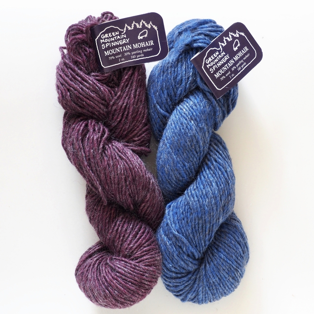 Green Mountain Spinnery Mountain Mohair Yarn Wool Blend Worsted Purple Blue USA